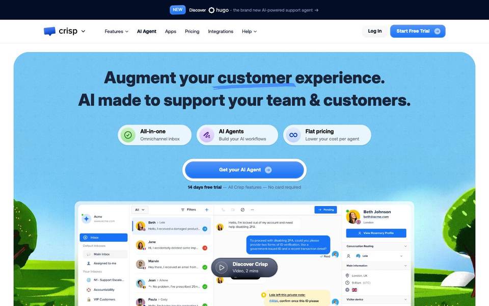 Crisp homepage screenshot