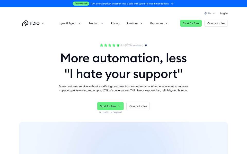 Tidio homepage screenshot