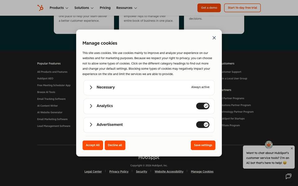 HubSpot knowledge base screenshot