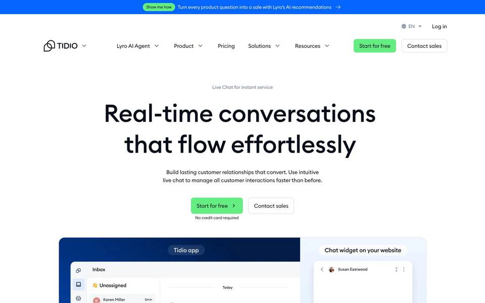 Tidio live chat screenshot