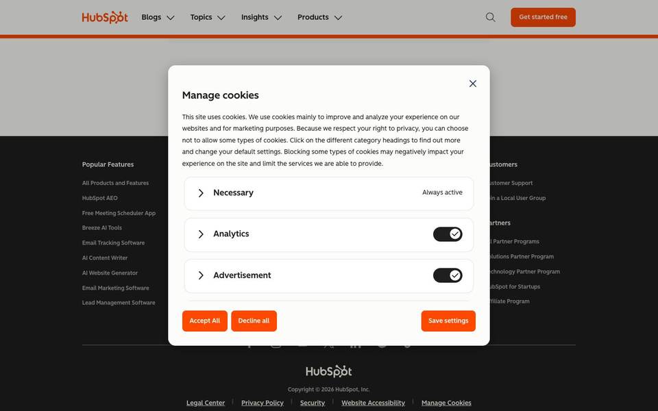 HubSpot pricing guide screenshot