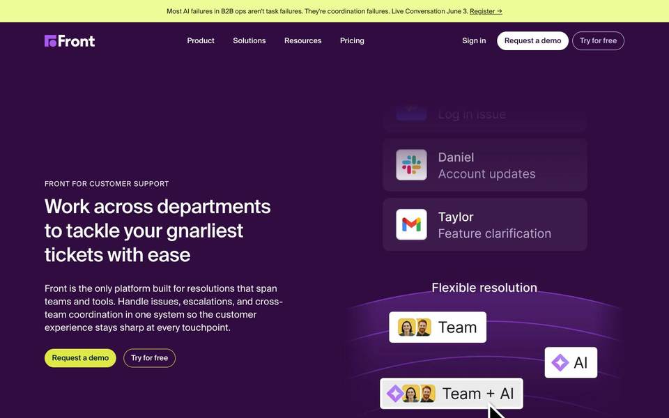 Front customer support screenshot