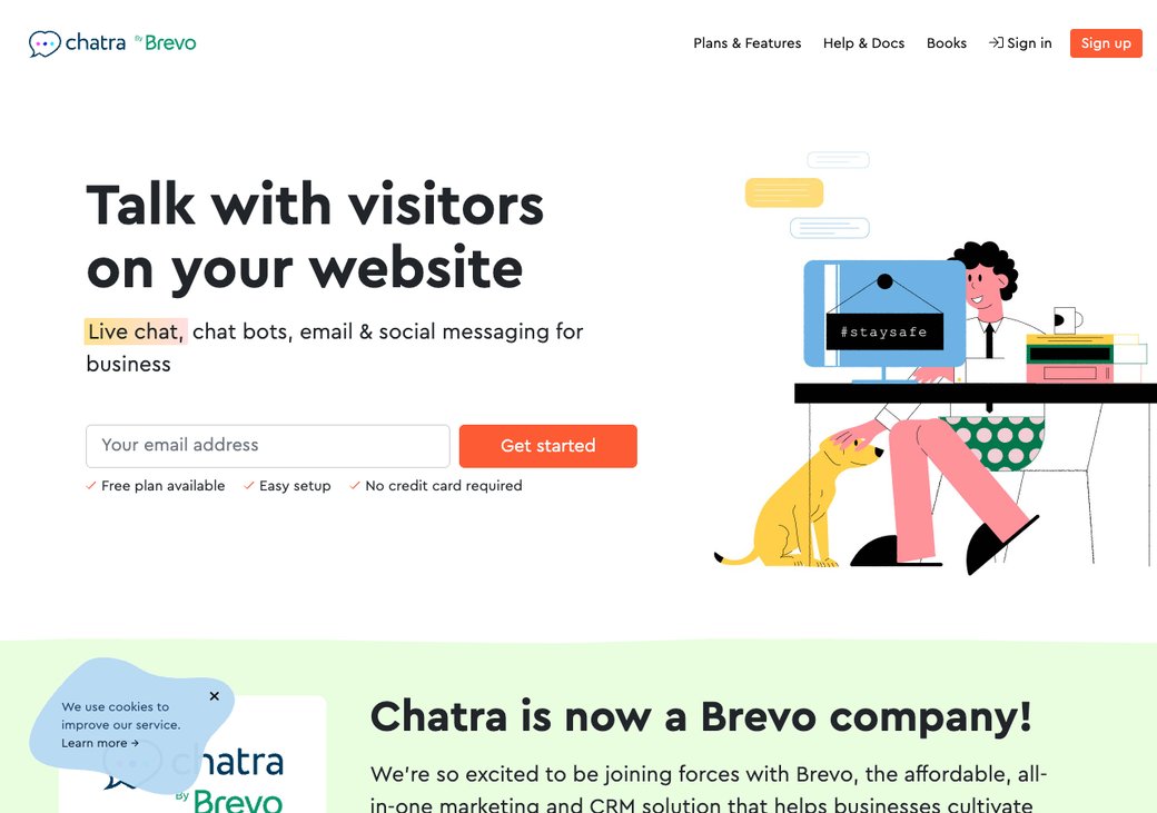 Chatra homepage showing simple live chat